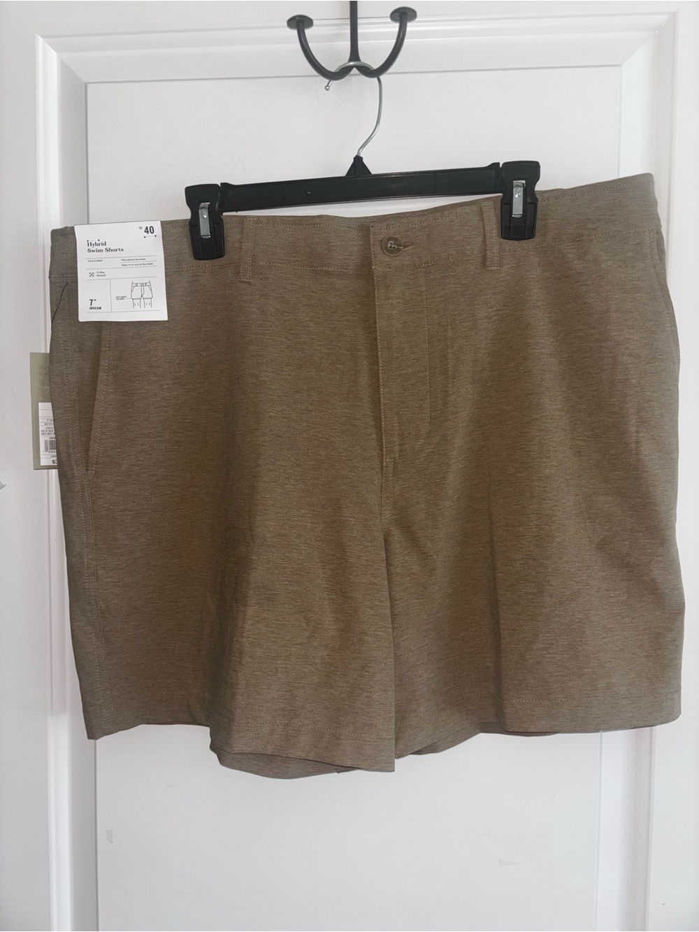 Goodfellow & Co. Hybrid Swim Shorts Khaki 40” Waist 7” Inseam NWT
